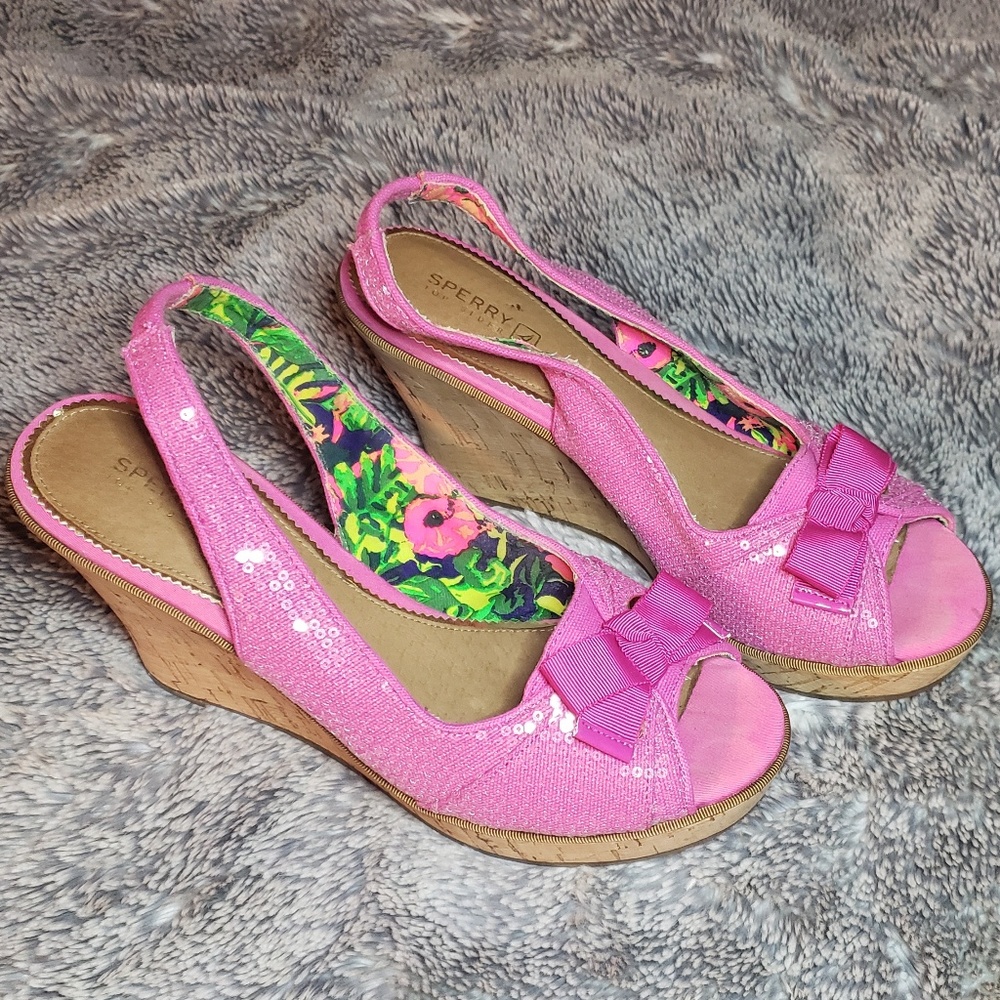 Sperry Topsiders Neon Pink Southsea Wedge Open Toe
